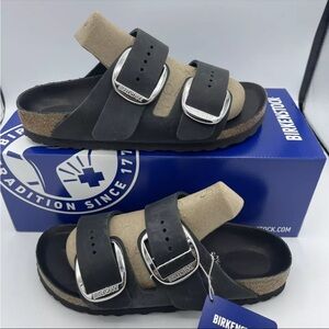 BIRKENSTOCK Arizona Big Buckle Oiled Leather Black Sandal EU36/W5/M3 ;B13